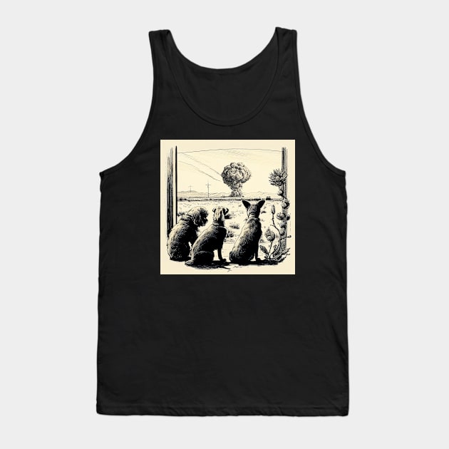 Dogs watching nuclear blast retro Tank Top by One Eyed Cat Design